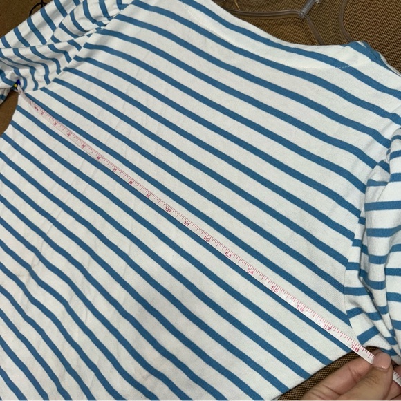 Veronica Beard Eli Baseball Blue/White Striped Tee Puff Long Sleeve Top Size S - Picture 10 of 11